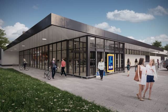 An artist's impression of how the new Aldi will look