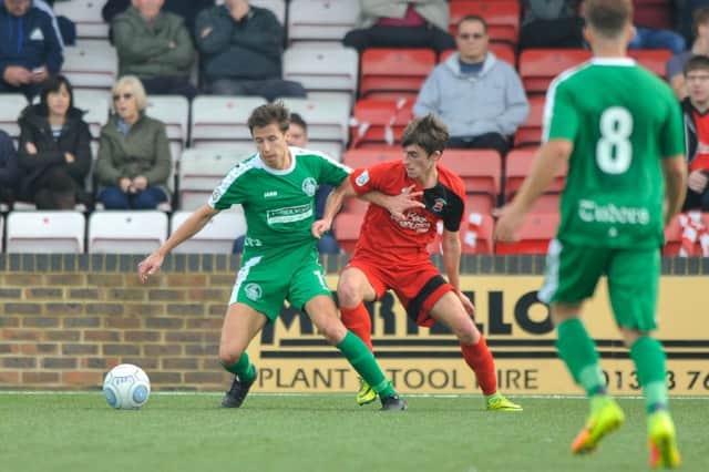 Hemel Town's home debutant Spencer McCall helped to set up the Tudors second goal on Saturday but then had to go with with a suspected dead leg.