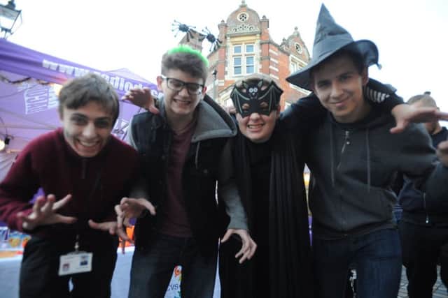 Tring School pupils from left, Joshua Bragg, George Royffe, Martin Pezet, and Harry Phillips during the Old Town Halloween festivities