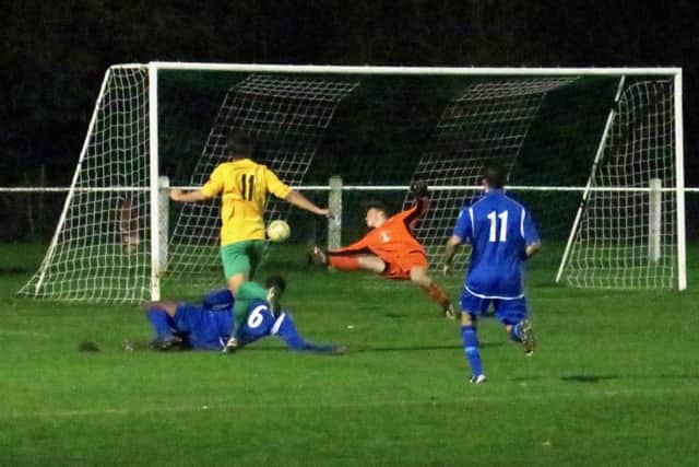 David Lawrence scoring the first Levy goal against Hoddesdon Town.