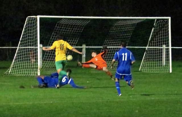 David Lawrence scoring the first Levy goal against Hoddesdon Town.