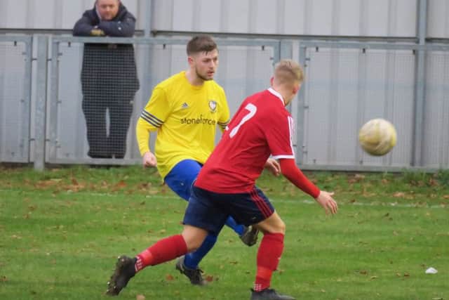 Berkhamsteds Ashley Morrissey, left, scorer of Berkhamsteds equaliser on Saturday. (Picture by Ray Canham)